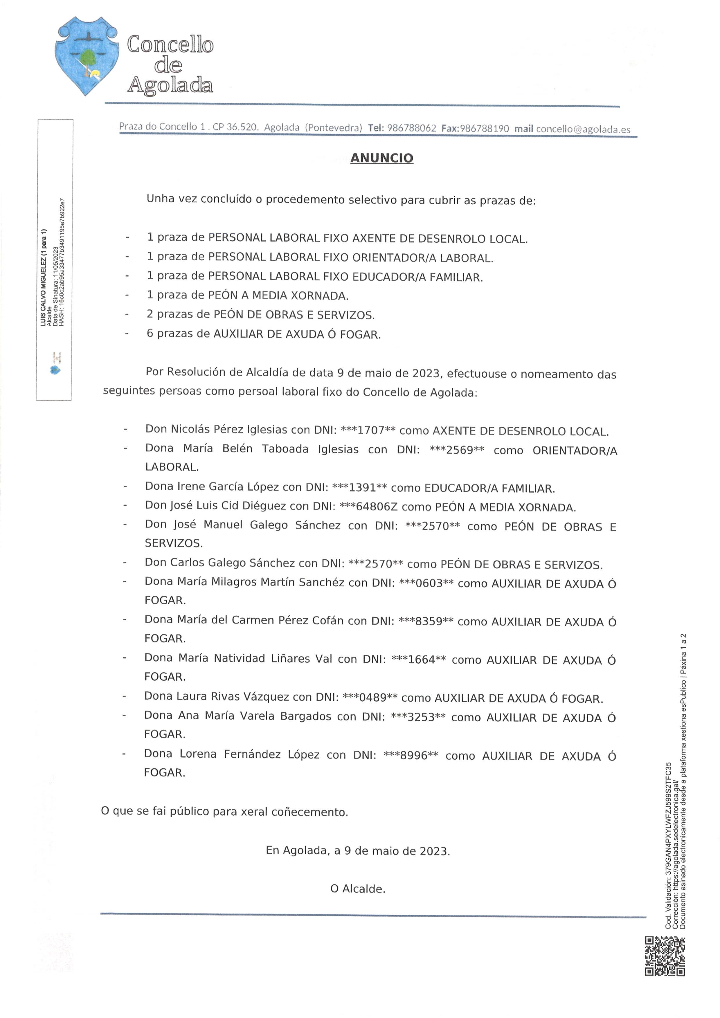 LISTAXE PROCESO SELECTIVO