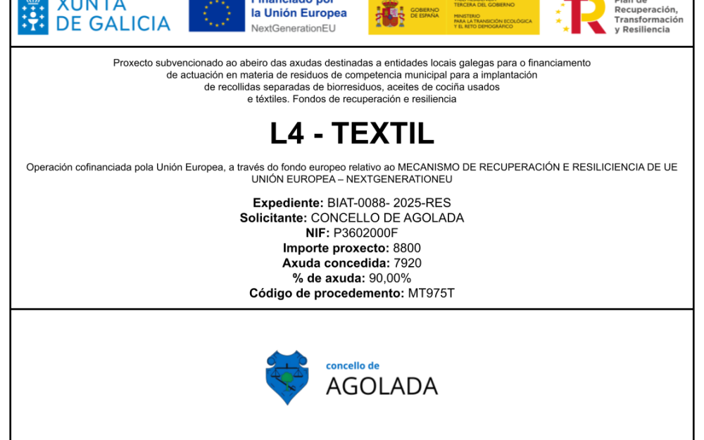 SUBVENCIÓN PARA O FINANCIAMENTO DE ACTUACIÓNS EN MATERIA DE RESIDUOS - L4 -  TEXTIL